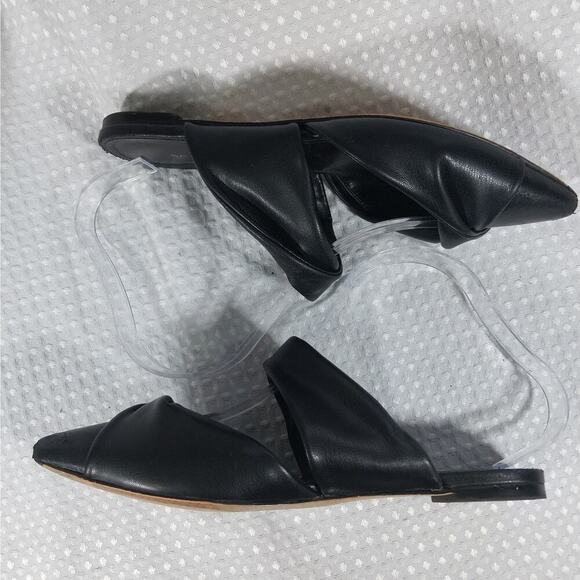 MARC FISHER! BLACK GENUINE LEATHER POINTY TOE, MID STRAP SLIP-ON FLATS! SZ 6.5M - Picture 6 of 10